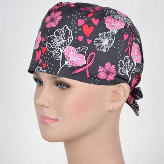 Calot Infirmière Gris Anthracite motif Romantique