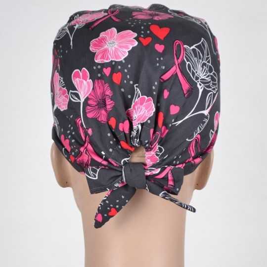 Calot Infirmière Gris Anthracite motif Romantique