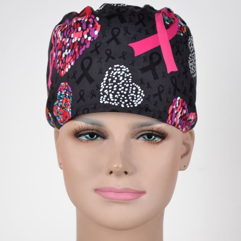 Calot Infirmière Gris Anthracite motif Coeur Confettis