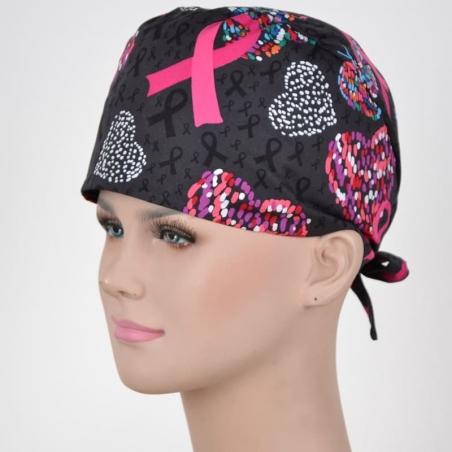 Calot Infirmière Gris Anthracite motif Coeur Confettis