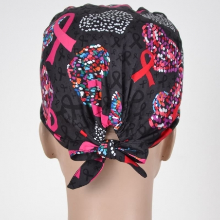 Calot Infirmière Gris Anthracite motif Coeur Confettis