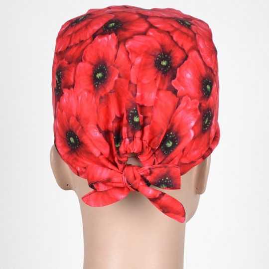 Calot Médical Rouge motifs Coquelicots