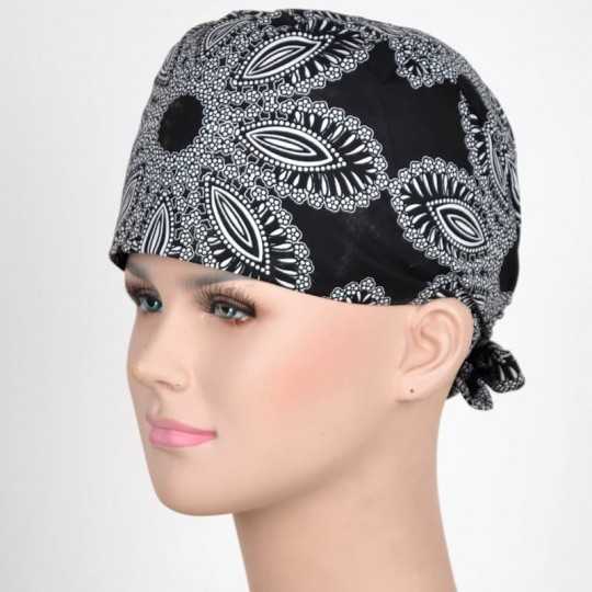 Calot Chirurgical Noir imprimé Libellule et Papillon