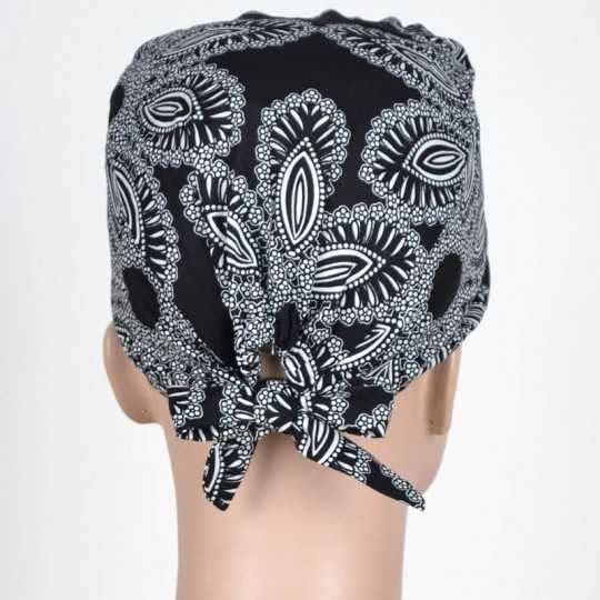 Calot Chirurgical Noir imprimé Libellule et Papillon