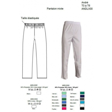 Pantalon Médical Unisexe Blanc André