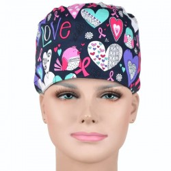 Calot Infirmiere Bleu motif coeur love