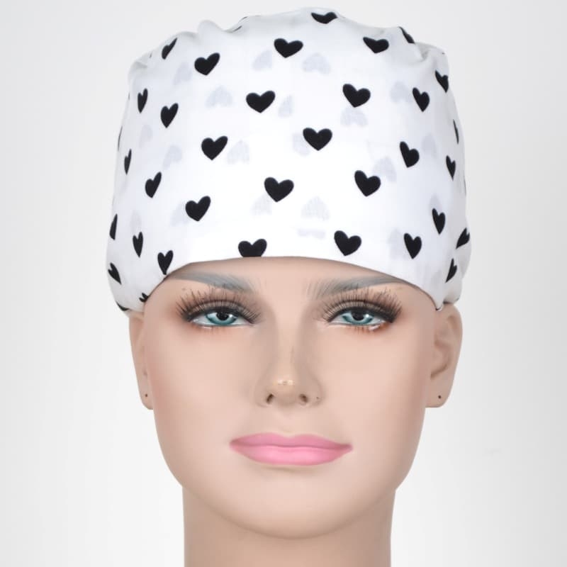 Calot Chirurgien Blanc motif coeur noir