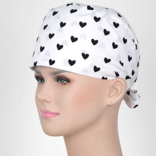 Calot Chirurgien Blanc motif coeur noir