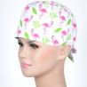 Calot Chirurgien Blanc motif flamant rose