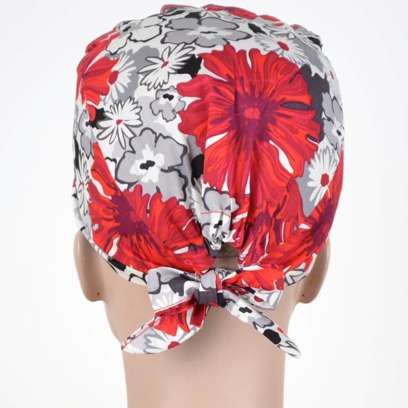 Calot Medical Blanc motif imprime fleuri