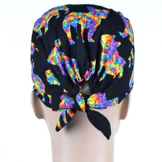 Calot Chirurgien Noir motif chien en puzzle colore